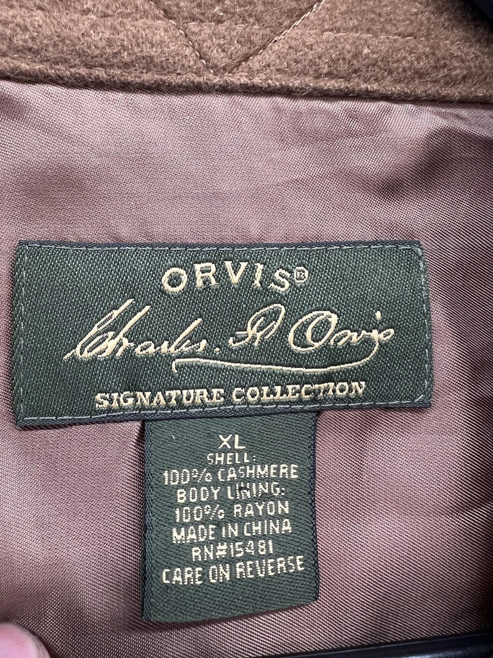 Orvis Signature Collection Jacket Mens XL Brown 100% Cashmere Lined Elbow Patch - Image 4 of 4