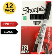Image of Sharpie Pens Black (12-Pack) Fine Tip Point Permanent Markers Pens Bold Lines