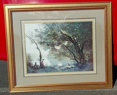 Vintage - Jean Baptiste Camille Corot - Signed Print - Gold Frame - 36''x 31''