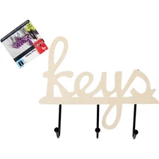 Key Holder Plaque Unpainted Wooden Wall Mounted Organizer