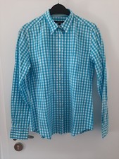 Original GANT Damen Bluse langarm Gr. 40 türkis-weiß Kariert Oberteil Hemd TOP!