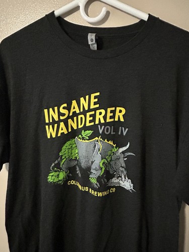 Insane Wanderer Columbus Brewing Co. T-shirt Xl Gray Beer Ale Ohio State