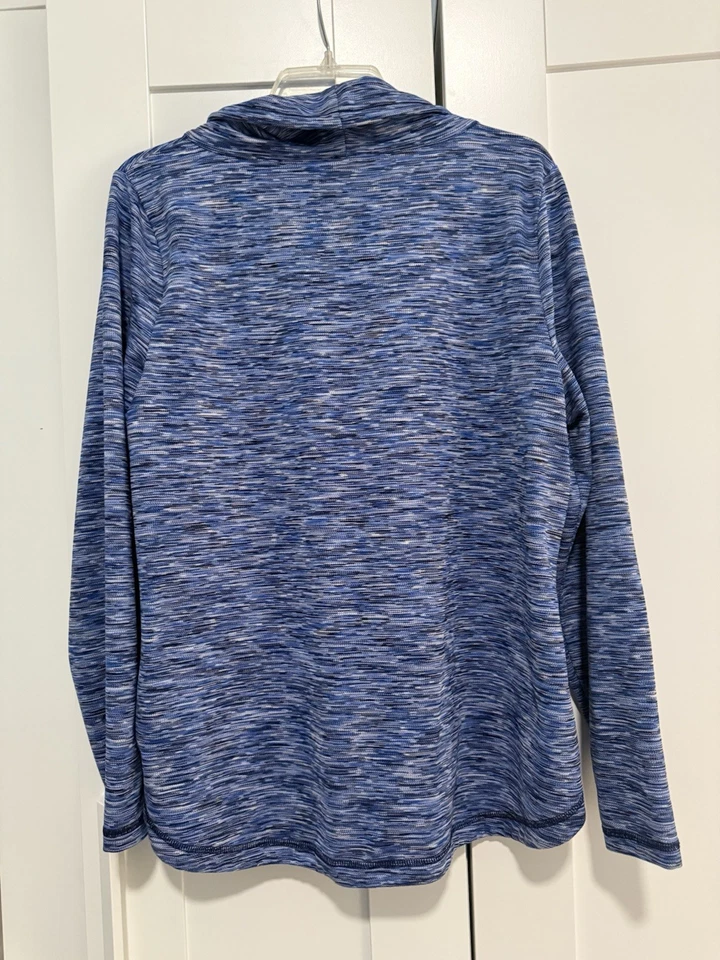 T By Talbots Womens Cowl Neck Sweatshirt Large Blue Heathered Stretch Pullover - Image 4 of 4