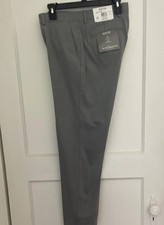 Reaction Kenneth Cole Men  s Slim Fit Stretch Pleated Suit Pants Gray 34W 29L