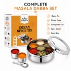 9pc Authentic Indian Spice Box Tin | Masala Dabba |TRANSPERENT LID |FREE Spoon