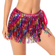 Women's Dance Skirts Adjustable Festival Outfit Tassel Skirt for Club Dancing