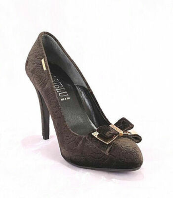 LORIBLU 9016 Black Velour Heel Embellished Accessories Pumps 39 / US 9