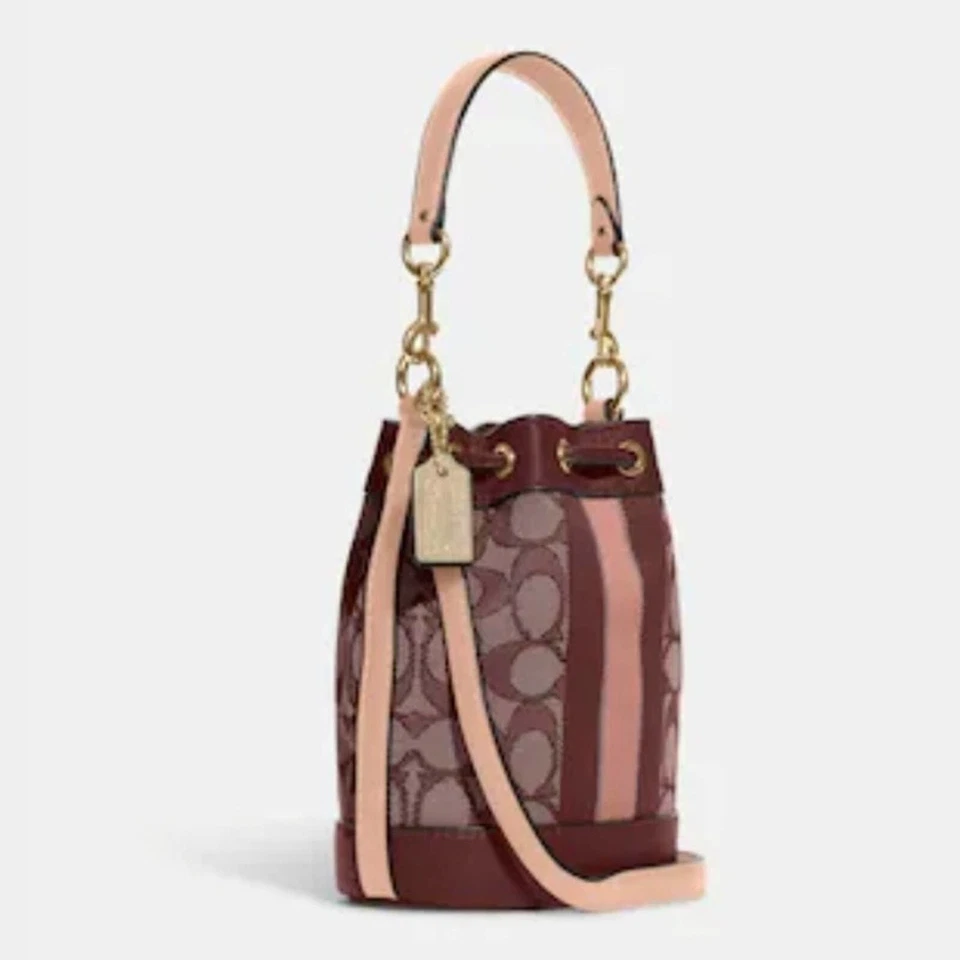 COACH MINI DEMPSEY BUCKET BAG IN SIGNATURE JACQUARD WITH STRIPE & COACH PATCH  - Image 2 of 4