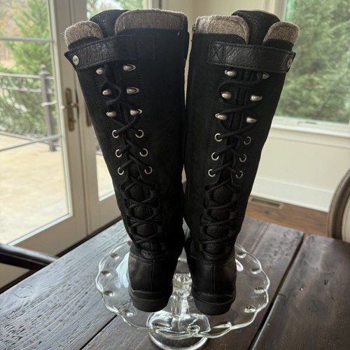 Ugg Australia Black Leather & Suede Smithfield Tall Boot-Women's Size 5.5 EUC - Picture 4 of 17
