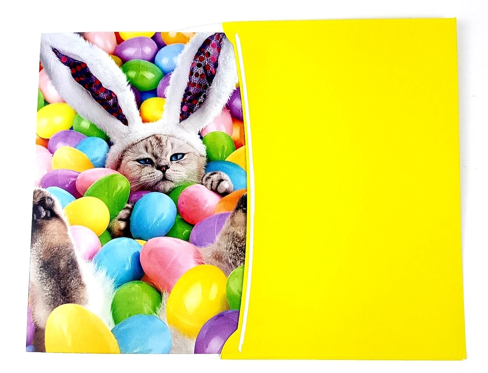 Avanti Press Feliz Pascua Tarjeta de Felicitación Gatito Gatito Gato Orejas de Conejo Huevo de Pascua Foto 2 de 4