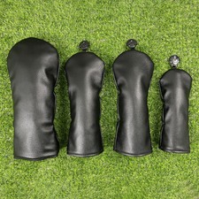 Solid Minimalist Black Golf Club Head Cover Driver Woods Hybrid UT Head Covers