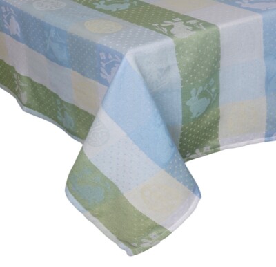 Spring Easter Plaid Bunnies Pastel  Tablecloth 60'' x 84  - Celebrate - New