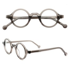 Transparent Gray Round Eyeglass Frames Hand Made Vintage Glasses Lightweight