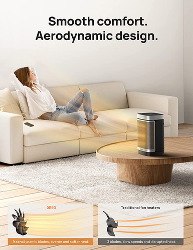 Space Heater, 1500W Portable Electric Heaters for Indoor Use, PTC Ceramic Heater - Picture 5 of 12