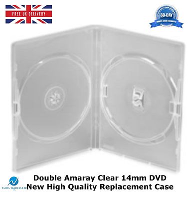 100 Doppel Klar 14mm DVD hält 2 Festplatten Amaray Hochwertig Neu Ersatz Hülle