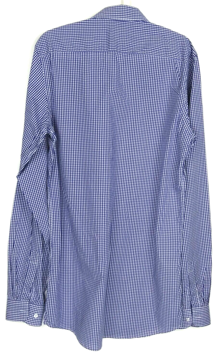 2Tall Shirt Mens Tag Size LT/SLIM Large Tall Blue Check Long Sleeve
