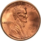 1990-D Lincoln Memorial Cent — photo from another recent sale