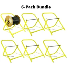 6 Cable Caddy Coaxial Installer Spool Reel Wire Holder Folding Yellow RG6 Bundle