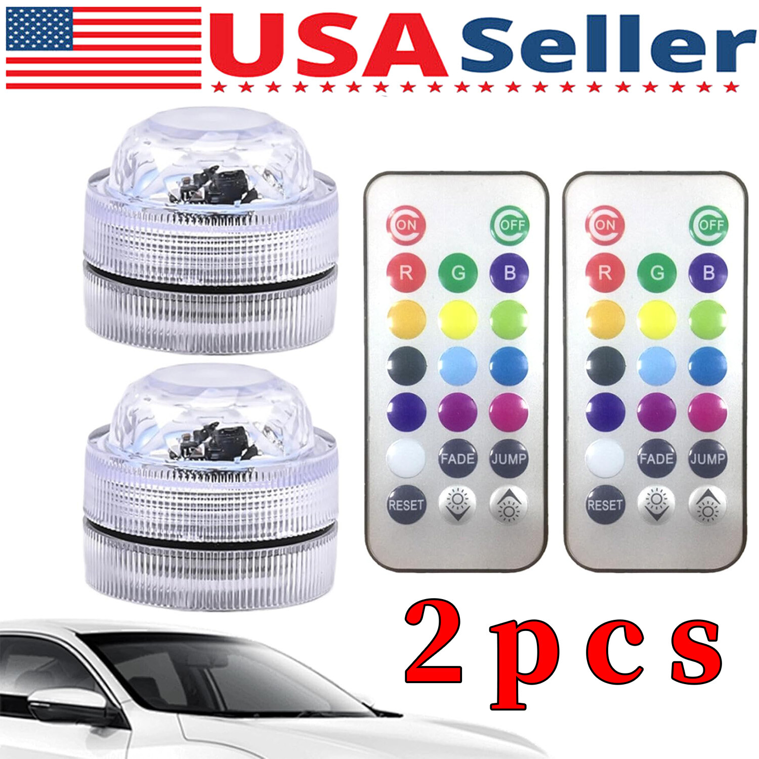 2-Piece Multicolor LED Interior Atmosphere Lights – Car Ambient Lighting Kit With Controller