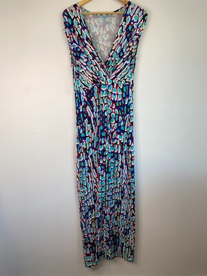 Blue Illusion Dress Womens Medium Blue Green Faux Wrap Cap Sleeve Midi Stretch | eBay Blue Illusion Dress Womens Medium Blue Green Faux Wrap Cap Sleeve Midi Stretch | eBay