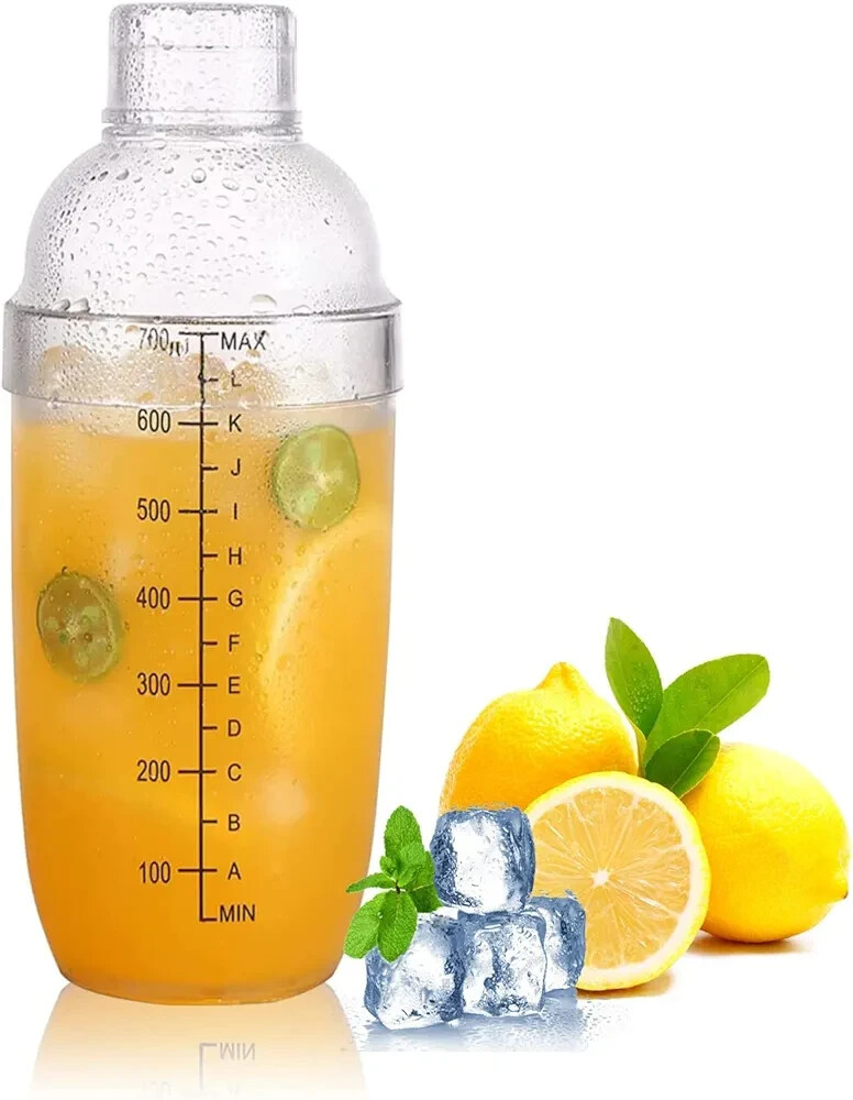 Cocktail Shaker 350ML Kunststoffharz Transparent Trink Shaker Flasche mit