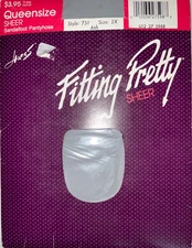 Hanes Fitting Pretty Queen Size Control Top Sandalfoot Pantyhose 2X Ash Gray K1