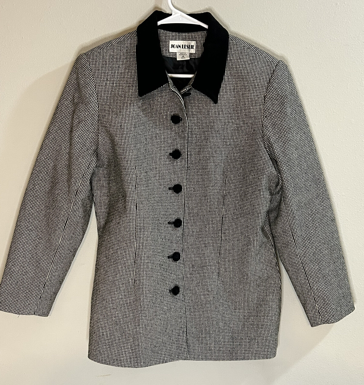 Blazer Vintage Tweed Leslie Belle – Noir Et Blanc, Style Clueless/Preppy, Taille 18, Très Bon état