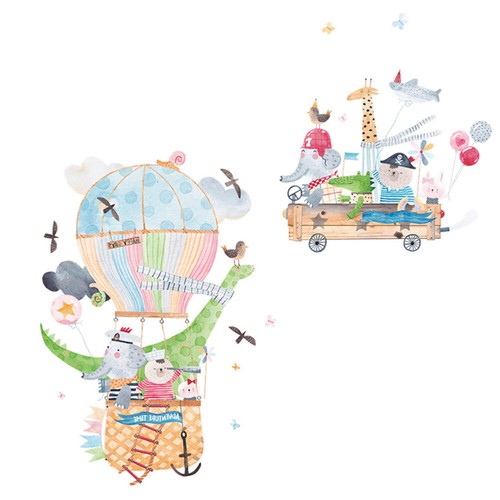 2 Sheets Animal Wallpaper for Kids Sticker Children's Girl Decoration