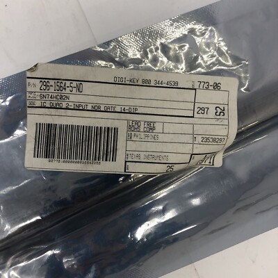 TEXAS INSTRUMENTS IC QUAD 2-INPUT NOR GATE 14-DIP 296-1564-5-ND SN74HC02N -NOS