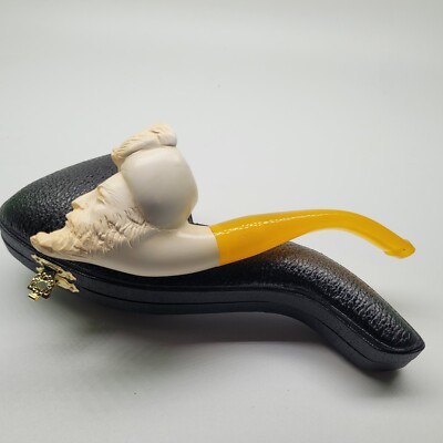 Sultan Block Meerschaumpfeife handgeschnitzt mit Lederbox #3560