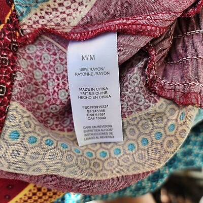 Avon Calico Colorful Patchwork Print Striped Sleeveless V-neck