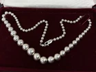 Sterling Silver Graduated Beaded Necklace Signed Sterling DEC