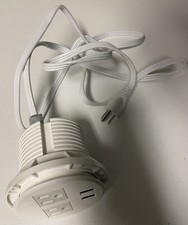 Desktop Table Power Grommet W 2-USB 2 Outlets Adapter Hub 3 1/8  Inch Hole White