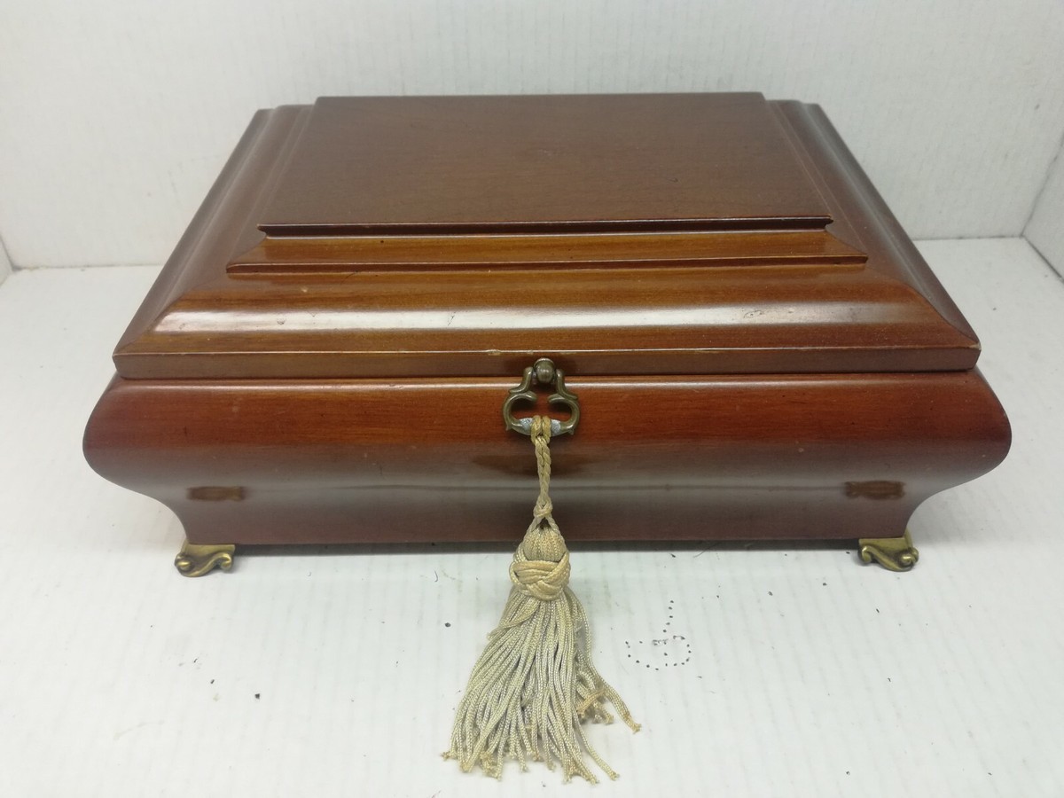 1998 Bombay Company Music Jewelry Box Cherry Wood Chest WONDERFUL