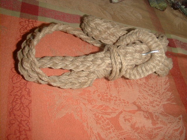 Braided 40" Natural Rope Skinny Jute Covered Buckle Tan Hippie  Casual Belt Sz L