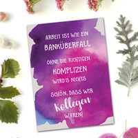 "Postkarte Kollegen Abschied \"BanküBerfall\" Kollegen Geschenk Postkarte SprüChe"