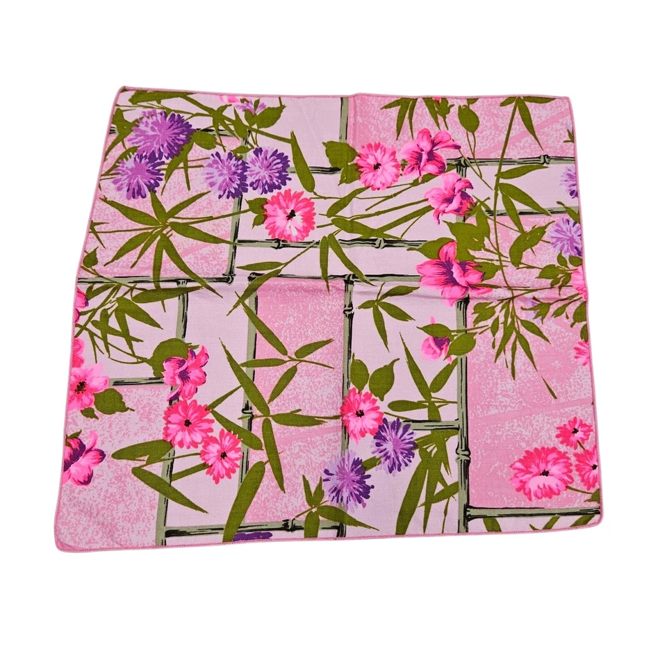 Juego de 8 servilletas de tela florales vintage años 90 estampado de bambú púrpura rosa neón brillante Foto 2 de 3