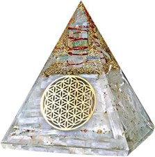 Glow Selenite Crystal Pyramid 7.5cm  Orgonite Energy Generator, Reiki Decor Gift