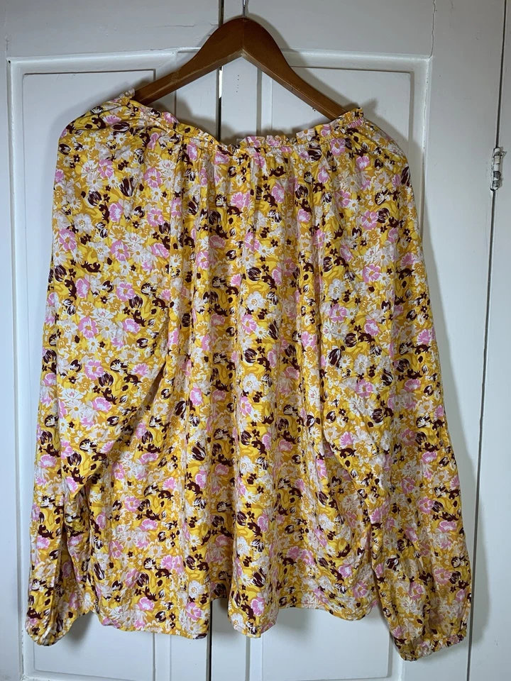 Gap Cottage Peasant Blouse Top Women XL Floral Ruffle Boho Bloomcore Flowy - Image 3 of 4