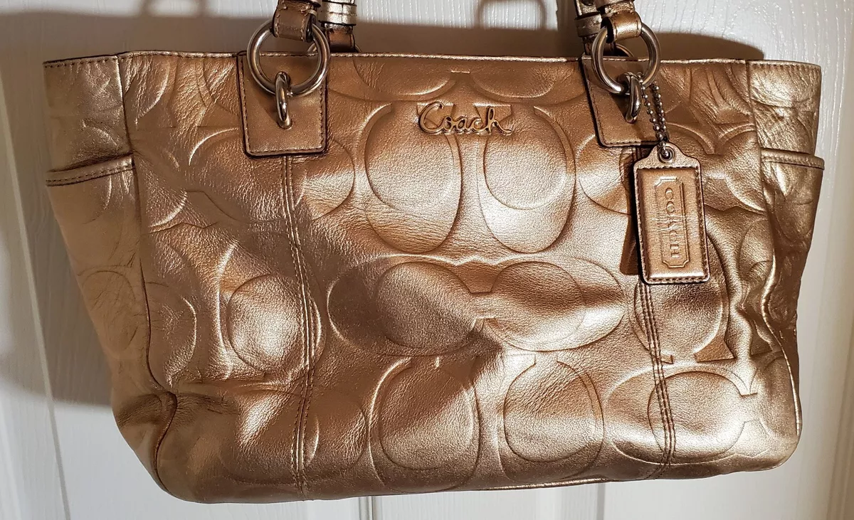 Coach Gold Embossed Signature Gallery Leather Tote Bag eBay