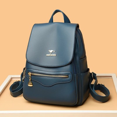 Large Capacity PU Leather Backpack for Women Trendy Soft Travel School Bag
