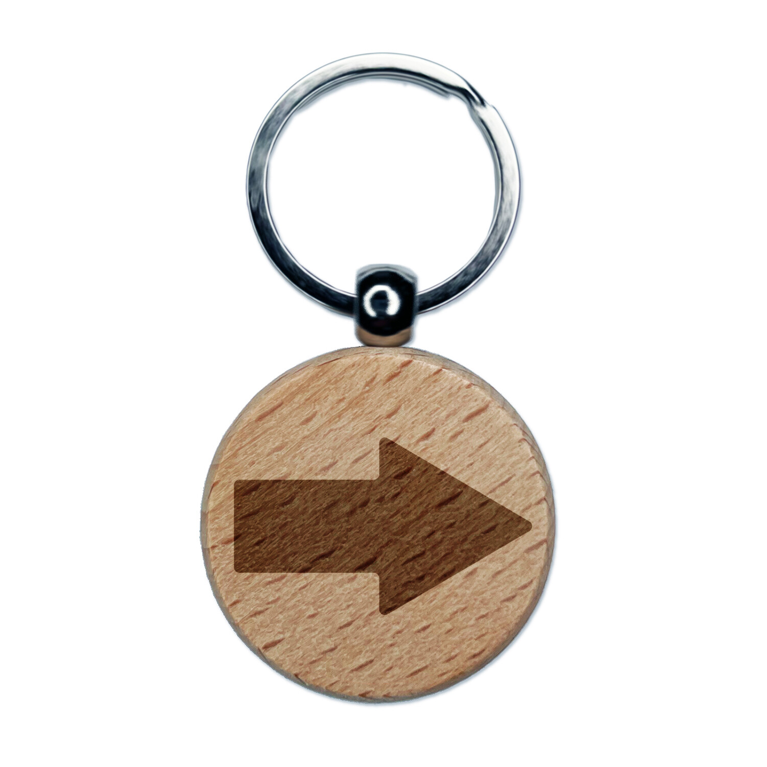 Arrow Engraved Wood Keychain with Rounded Corners and Solid Design