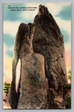 Black Hills South Dakota SD Needles Eye Custer State Park Linen Postcard 1930-45