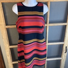 Ann Taylor Loft Multicolor Red Black Sleeveless Striped Dress Size 6