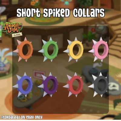 Animal Jam Classic AJC Rare Short Spiked Collars & Bundle (Read Description).