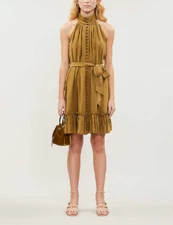 NWT ZIMMERMANN Super Eight leopard-print sleeveless silk-crepe mini dress Sz 1