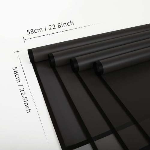 20 Sheets Flower Wrapping Paper - Waterproof Black Floral Translucent Black - 第 2/6 張圖片