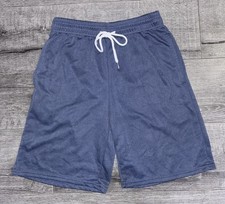 Real Essentials Men s Cotton Blend Athletic Blue Drawstring Shorts Size S 5817