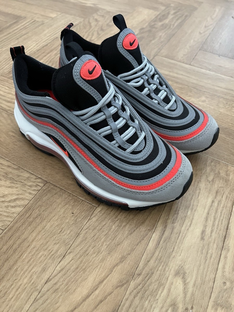 SIZE UK NIKE AIR MAX 97 WOLF GREY BRIGHT RED TRAINERS VGC UK