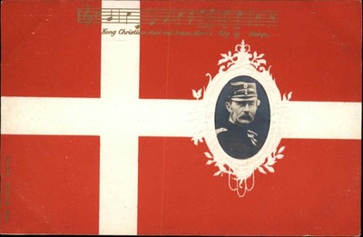 Pre-1910 Denmark Danish Flag King Christian IX RPPC INSET Antique Postcard